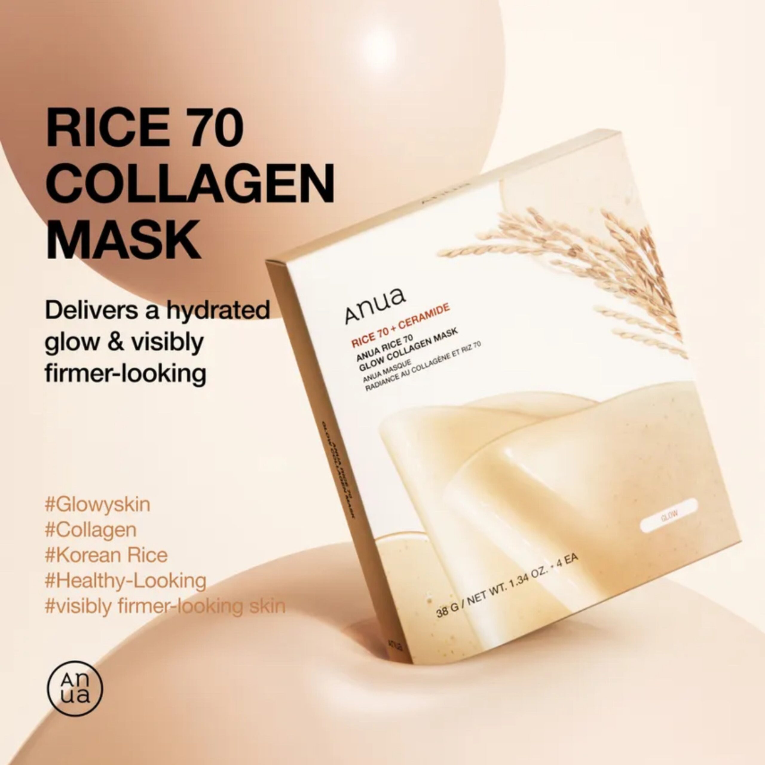 ANUA Rice 70 Glow Collagen Mask - Image 3