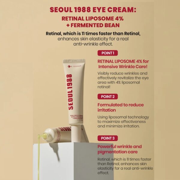 K SECRET Seoul 1988 Eye Cream : Retinal Liposome 4% + Fermented Bean - Image 7