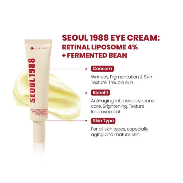 K SECRET Seoul 1988 Eye Cream : Retinal Liposome 4% + Fermented Bean - Image 3